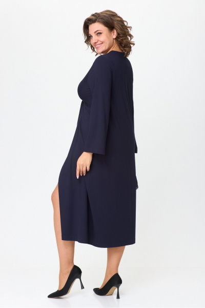 Модное платье миди с узлом и разрезом из трикотажной вискозы SILVERSPICE S-5314 - фото 7