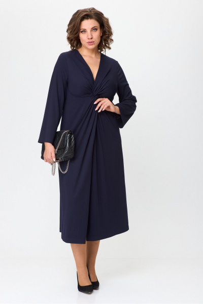 Модное платье миди с узлом и разрезом из трикотажной вискозы SILVERSPICE S-5314 - фото 5