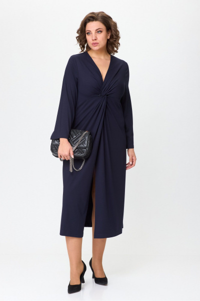 Модное платье миди с узлом и разрезом из трикотажной вискозы SILVERSPICE S-5314 - фото 3