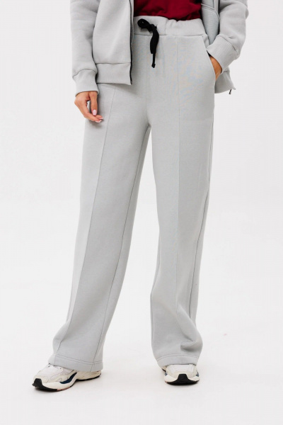 Брюки прямые спортивные из хлопка и трикотажа GO f2065w/29-01.170 пепел - фото 1