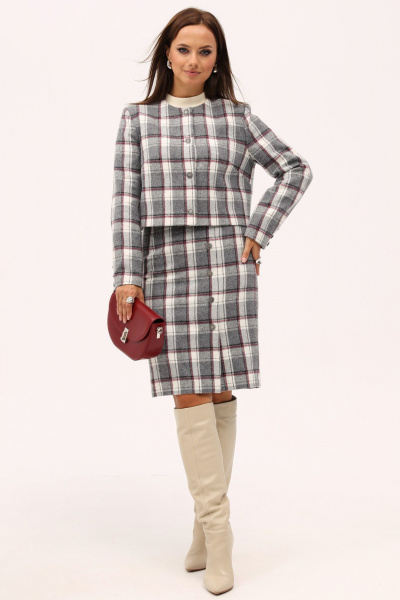 Костюм юбка-карандаш и пиджак с принтом клетка Angelina & Сo 1164 - фото 7