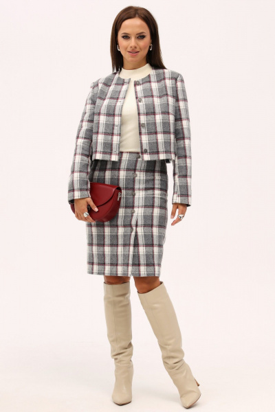 Костюм юбка-карандаш и пиджак с принтом клетка Angelina & Сo 1164 - фото 5
