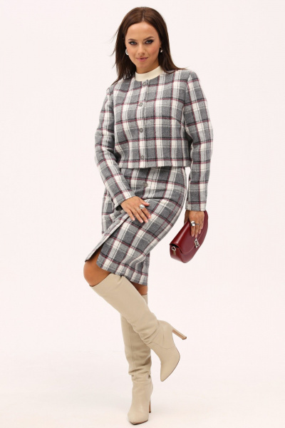 Костюм юбка-карандаш и пиджак с принтом клетка Angelina & Сo 1164 - фото 4