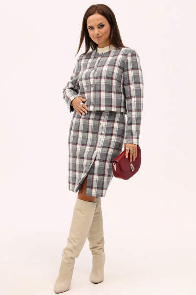 Костюм юбка-карандаш и пиджак с принтом клетка Angelina & Сo 1164 - фото 3