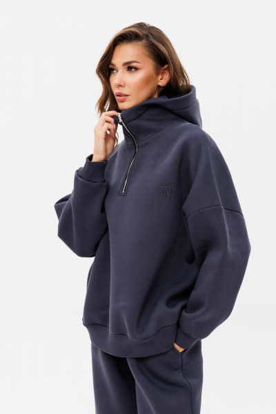 Костюм спортивный с брюками и джемпером из хлопка GO f3034/30-03.164 графит - фото 2