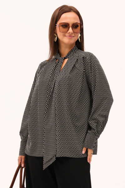 Блуза с воротником-стойкой и завязками из текстиля Angelina & Сompany 1166 - фото 8