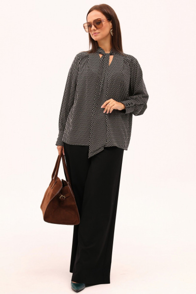 Блуза с воротником-стойкой и завязками из текстиля Angelina & Сompany 1166 - фото 7