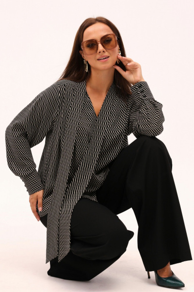 Блуза с воротником-стойкой и завязками из текстиля Angelina & Сompany 1166 - фото 5