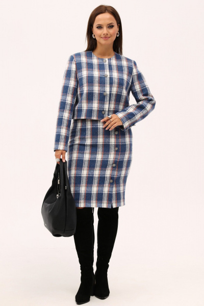 Костюм юбка-карандаш и жакет в клетку из текстиля Angelina & Сo 1167 - фото 9