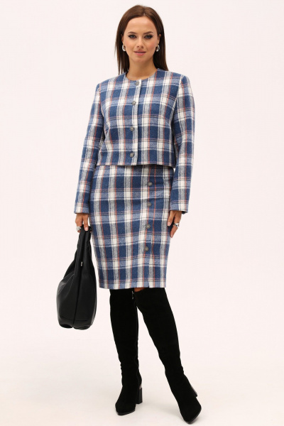 Костюм юбка-карандаш и жакет в клетку из текстиля Angelina & Сo 1167 - фото 8