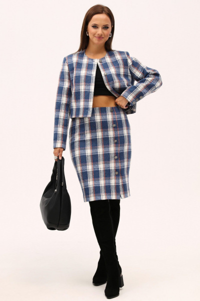 Костюм юбка-карандаш и жакет в клетку из текстиля Angelina & Сo 1167 - фото 6