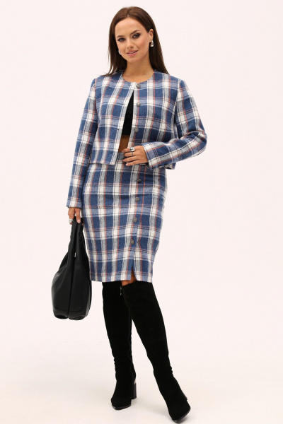 Костюм юбка-карандаш и жакет в клетку из текстиля Angelina & Сo 1167 - фото 2