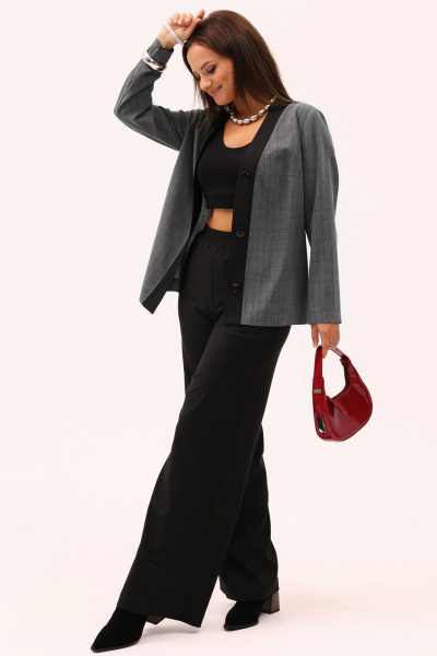 Деловой костюм жакет и брюки палаццо из текстиля Angelina & Сompany 1168 - фото 9