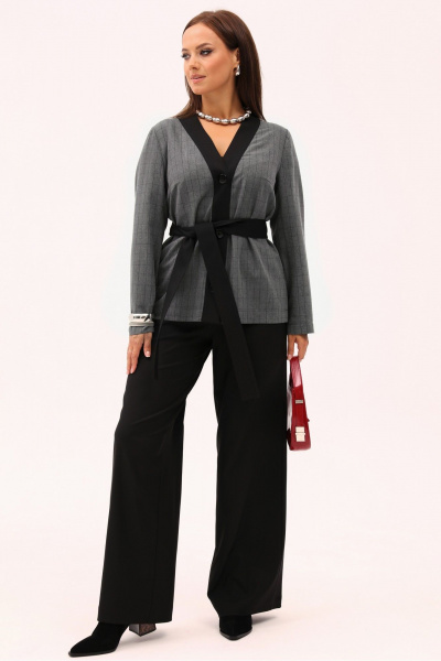 Деловой костюм жакет и брюки палаццо из текстиля Angelina & Сompany 1168 - фото 7