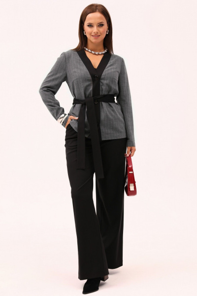 Деловой костюм жакет и брюки палаццо из текстиля Angelina & Сompany 1168 - фото 1