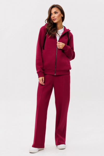 Спортивный костюм с брюками и худи из хлопка и трикотажа GO f3085/12-01.164 вишня - фото 1