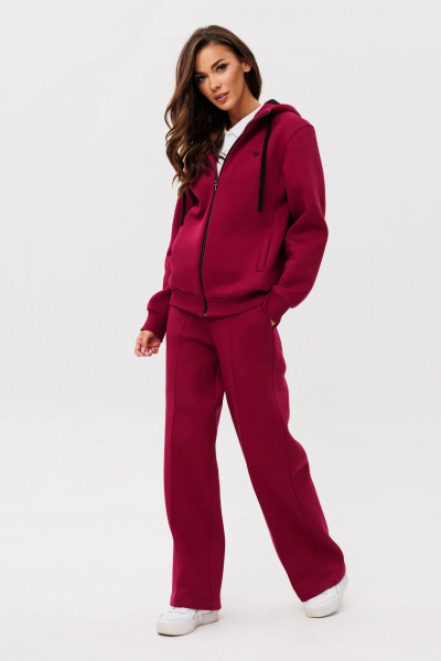 Спортивный костюм из хлопка и трикотажа с капюшоном GO f3085/12-01.170 вишня - фото 2