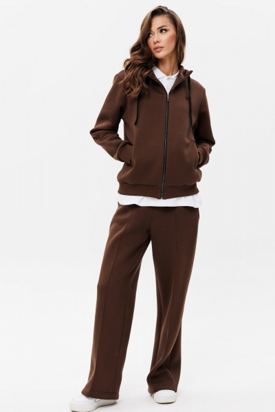 Спортивный костюм из хлопка и трикотажа с капюшоном GO f3085/23-03.164 коричневый - фото 5