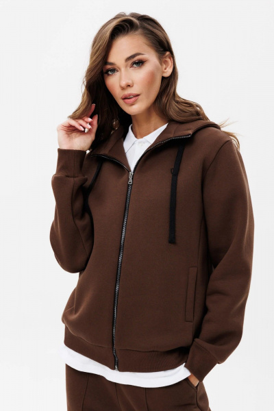 Спортивный костюм из хлопка и трикотажа с капюшоном GO f3085/23-03.164 коричневый - фото 2