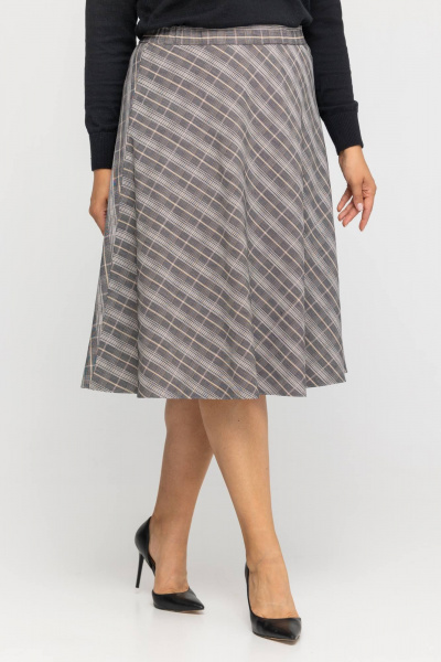 На каждый день юбка трапеция из текстиля Avila 0972 серый - фото 6