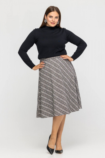 На каждый день юбка трапеция из текстиля Avila 0972 серый - фото 4