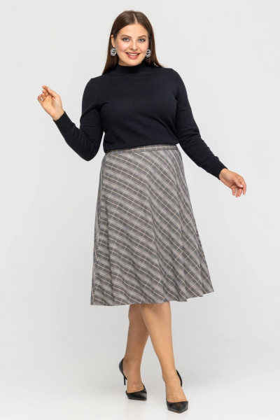 На каждый день юбка трапеция из текстиля Avila 0972 серый - фото 3