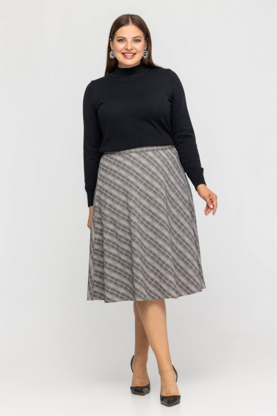 На каждый день юбка трапеция из текстиля Avila 0972 серый - фото 1