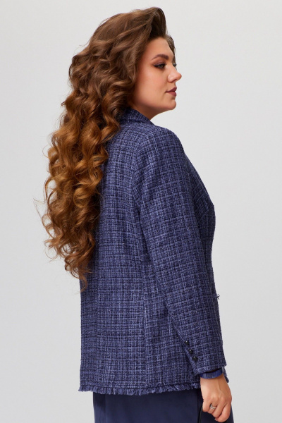 Деловой жакет из твида с блестящей ниткой Fita 20511 сине-баклажановый - фото 8
