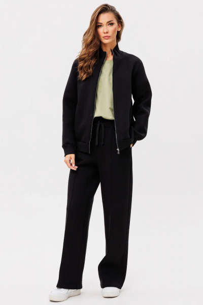 Спортивный костюм из трикотажа с лампасами и пайетками GO f3086/40-02.164 черный - фото 6