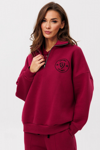 Яркий спортивный костюм из начесного трикотажа GO f3087/12-01.164 вишня - фото 7