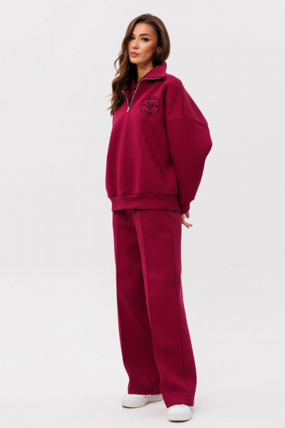 Яркий спортивный костюм из начесного трикотажа GO f3087/12-01.164 вишня - фото 3
