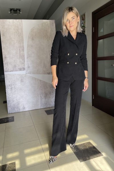 Деловой жакет из микровельвета из текстиля Noche mio 3.004 черный - фото 1