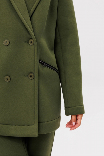 Элегантный деловой костюм из трикотажа и хлопка GO f3089/28-02.170 хаки - фото 4