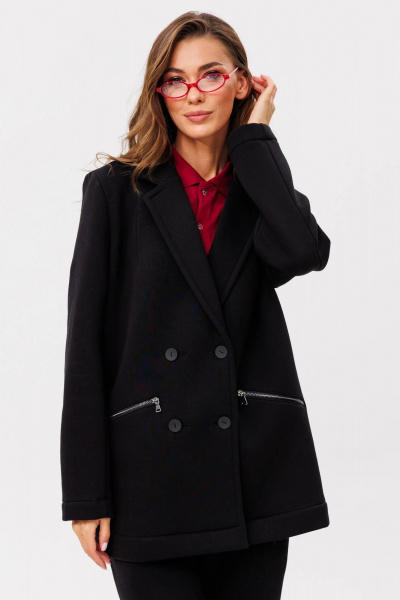 Костюм в стиле smart casual из трикотажа и хлопка GO f3089/40-02.170 черный - фото 5