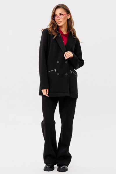 Костюм в стиле smart casual из трикотажа и хлопка GO f3089/40-02.170 черный - фото 3