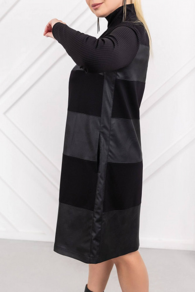 Платье на каждый день трапеция с кокетками и карманами ASV 2454 черный - фото 4