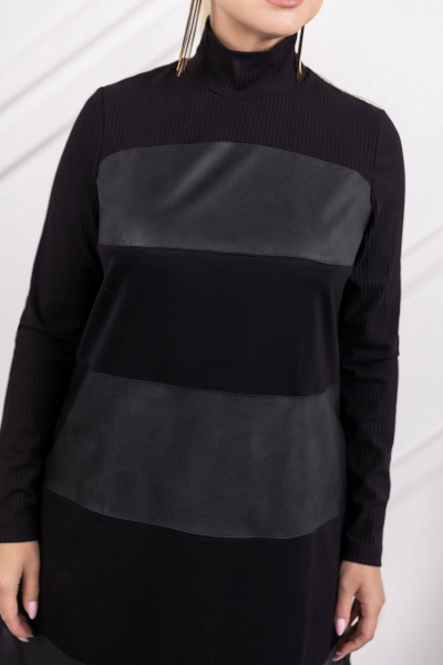 Платье на каждый день трапеция с кокетками и карманами ASV 2454 черный - фото 3