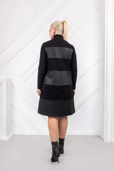 Платье на каждый день трапеция с кокетками и карманами ASV 2454 черный - фото 2