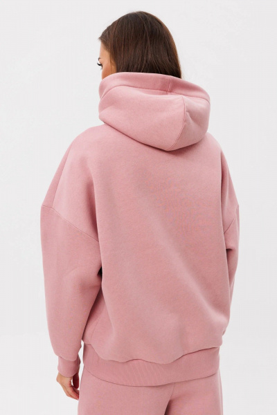 Розовый худи oversize с печатью и капюшоном из трикотажа GO f4090/09-19.164 пыльно-розовый - фото 2