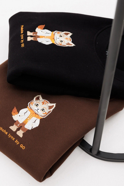 Свитшот oversize с вышивкой из хлопка для демисезона GO f4091/40-02.170 черный - фото 7