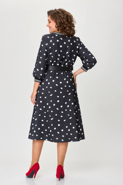 Черное платье полуприлегающего силуэта из трикотажа с ремнем INVITE 4083 - фото 7