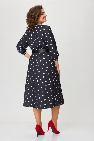 Черное платье полуприлегающего силуэта из трикотажа с ремнем INVITE 4083 - фото 2