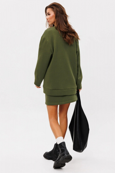 Кардиган oversized из хлопка с прорезными карманами GO f4092/28-02.170 хаки - фото 2