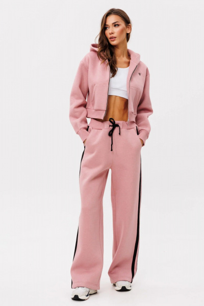Худи с металлической молнией из хлопка и трикотажа GO f4093/09-19.170 пыльно-розовый - фото 4