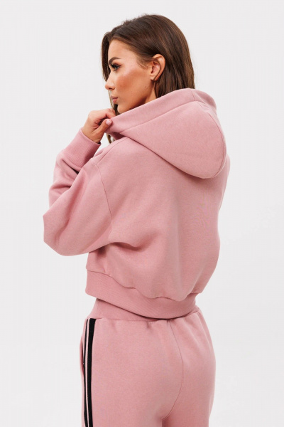 Худи с металлической молнией из хлопка и трикотажа GO f4093/09-19.170 пыльно-розовый - фото 3