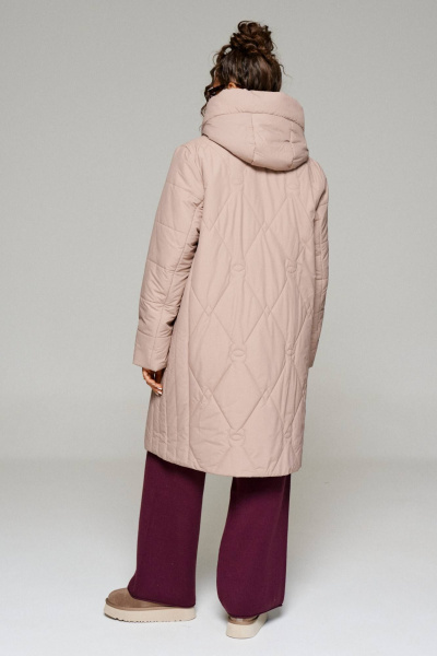 Пальто прямого силуэта демисезонное из плащевки Beautiful&Free 6233 бежевый - фото 7