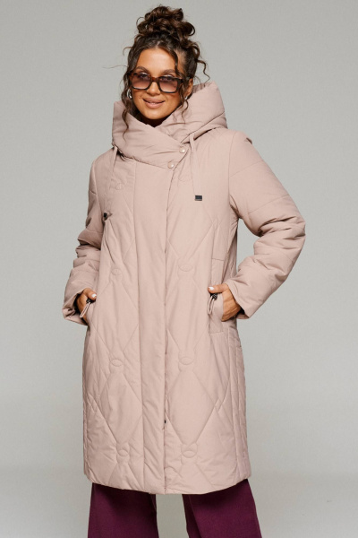 Пальто прямого силуэта демисезонное из плащевки Beautiful&Free 6233 бежевый - фото 1