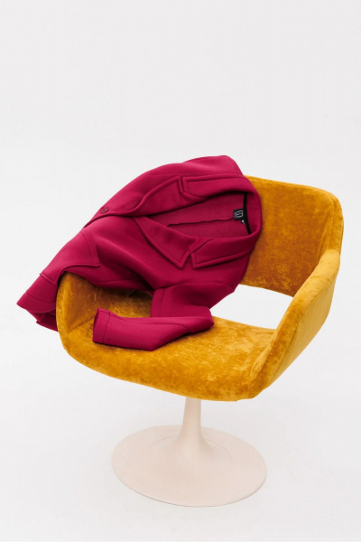 Красный жакет с современным ланцаном из трикотажа для делового стиля GO F4095/12-01.170 вишня - фото 4