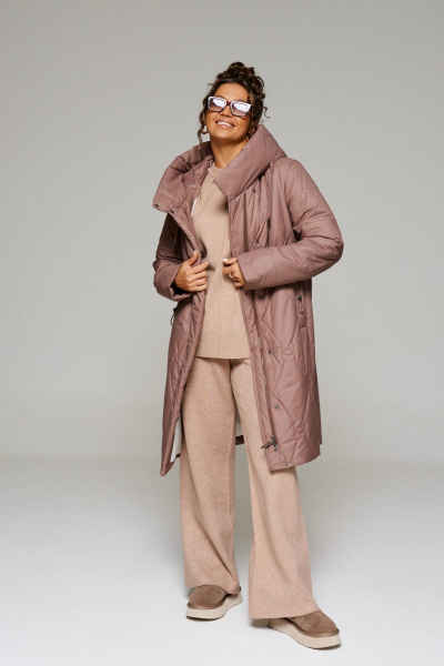 Пальто демисезонное прямого кроя из плащевки Beautiful&Free 6233 карамель - фото 9