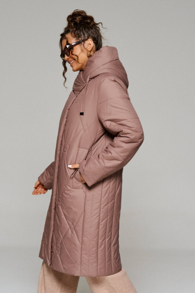 Пальто демисезонное прямого кроя из плащевки Beautiful&Free 6233 карамель - фото 8